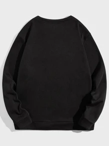 EASEVO Men Plus Sun & Letter Graphic Sweatshirt - Black - View 2