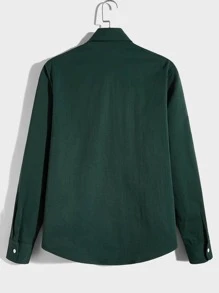Manfinity Men Solid Pocket Front Shirt - Dark Green - View 4