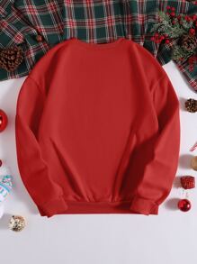 Christmas Print Thermal Sweatshirt - Red - View 2