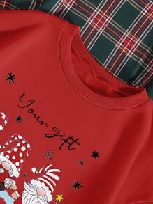 Christmas Print Thermal Sweatshirt - Red - View 4