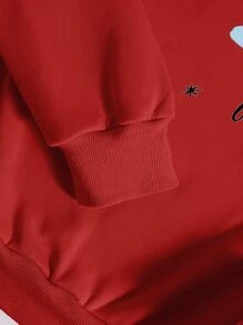 Christmas Print Thermal Sweatshirt - Red - View 6