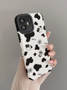Cartoon Cow Print Phone Case - Multicolor - View 1