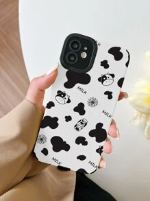 Cartoon Cow Print Phone Case - Multicolor - View 2