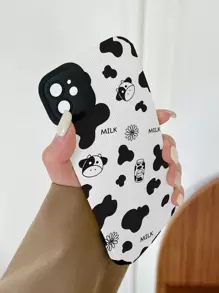 Cartoon Cow Print Phone Case - Multicolor - View 3