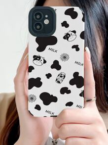 Cartoon Cow Print Phone Case - Multicolor - View 4