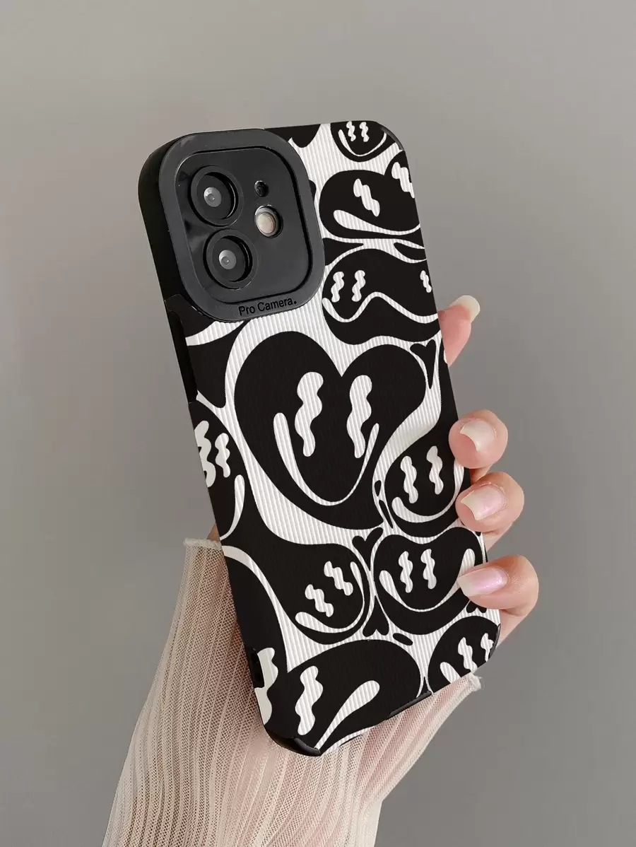 卡通臉手機殼 - 黑與白 - 查看 1