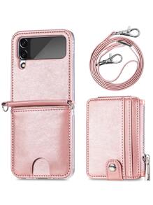 Hộp đựng điện thoại Wallet đa chức năng có dây buộc - Bụi hồng - Xem 1
