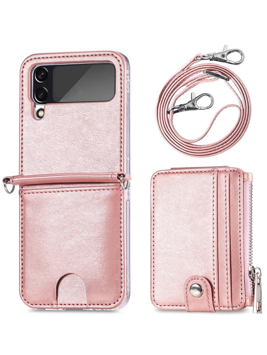 Hộp đựng điện thoại Wallet đa chức năng có dây buộc - Bụi hồng - Xem 1