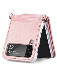 Hộp đựng điện thoại Wallet đa chức năng có dây buộc - Bụi hồng - Xem 3