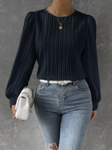 SHEIN Privé 燈籠袖素色襯衫