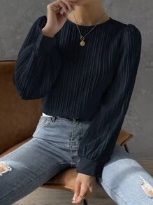 SHEIN Privé 燈籠袖素色襯衫