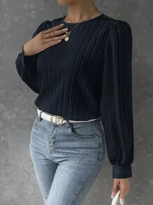 SHEIN Privé 燈籠袖素色襯衫