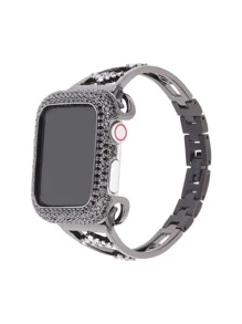 Rhinestone Watchband Compatible With Apple Watch - Black - View 1