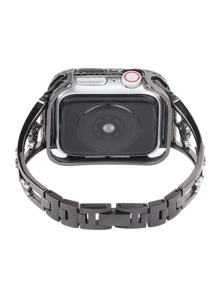 Rhinestone Watchband Compatible With Apple Watch - Black - View 2