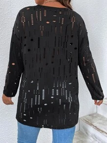 Calvaya Plus Hollow Out Tee - Black - View 2