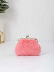 Kiss Lock Fluffy Coin Purse Màu hồng nhẹ, Tiền thời trang cho ngày kỷ niệm, Quà tặng sinh nhật, Quà tặng cho người lao động cổ trắng, Dành cho nam, Dành cho nữ - Hồng - Xem 1