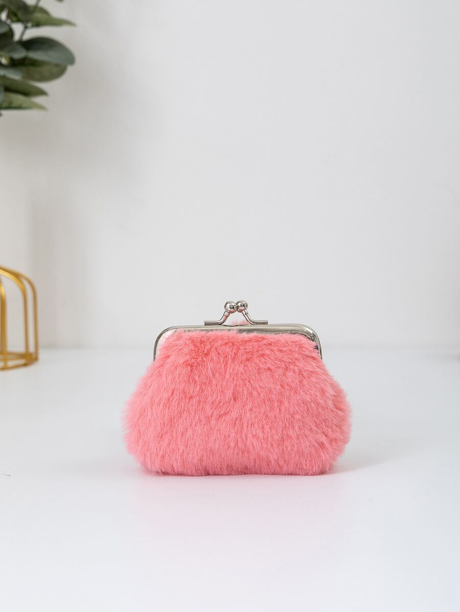 Kiss Lock Fluffy Coin Purse Màu hồng nhẹ, Tiền thời trang cho ngày kỷ niệm, Quà tặng sinh nhật, Quà tặng cho người lao động cổ trắng, Dành cho nam, Dành cho nữ - Hồng - Xem 1