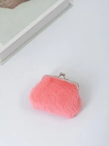 Kiss Lock Fluffy Coin Purse Màu hồng nhẹ, Tiền thời trang cho ngày kỷ niệm, Quà tặng sinh nhật, Quà tặng cho người lao động cổ trắng, Dành cho nam, Dành cho nữ - Hồng - Xem 2