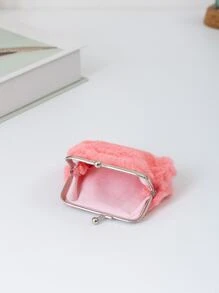 Kiss Lock Fluffy Coin Purse Màu hồng nhẹ, Tiền thời trang cho ngày kỷ niệm, Quà tặng sinh nhật, Quà tặng cho người lao động cổ trắng, Dành cho nam, Dành cho nữ - Hồng - Xem 3