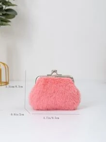 Kiss Lock Fluffy Coin Purse Màu hồng nhẹ, Tiền thời trang cho ngày kỷ niệm, Quà tặng sinh nhật, Quà tặng cho người lao động cổ trắng, Dành cho nam, Dành cho nữ - Hồng - Xem 4
