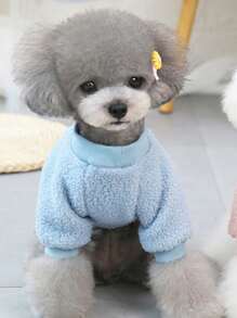 寵物熊形狀的絨毛連帽衫 - 藍色 - 查看 4