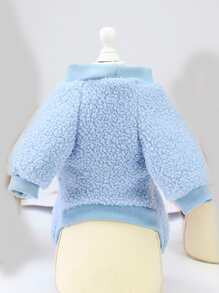 寵物熊形狀的絨毛連帽衫 - 藍色 - 查看 5