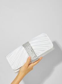 SHEIN Belle Rhinestone Detail Ruched Bag