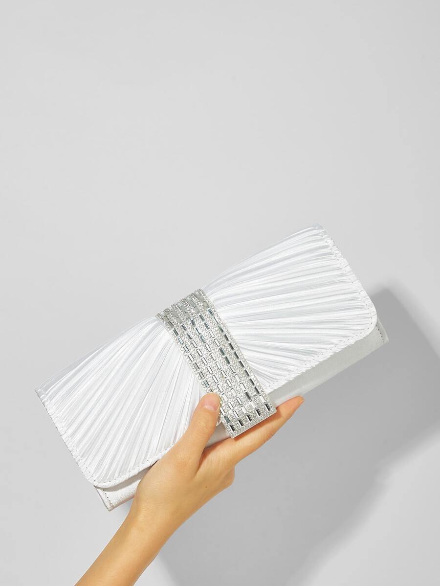 SHEIN Belle Rhinestone Detail Ruched Bag