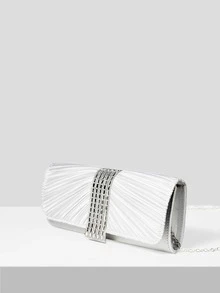 SHEIN Belle Rhinestone Detail Ruched Bag