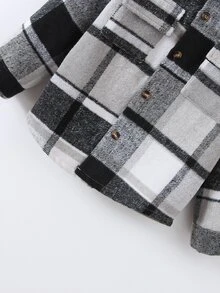 小男童格紋印花翻蓋口袋襯衫