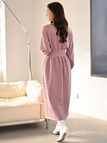 Mulvari Solid Drop Shoulder Sweatshirt Dress - Dusty Pink - View 2