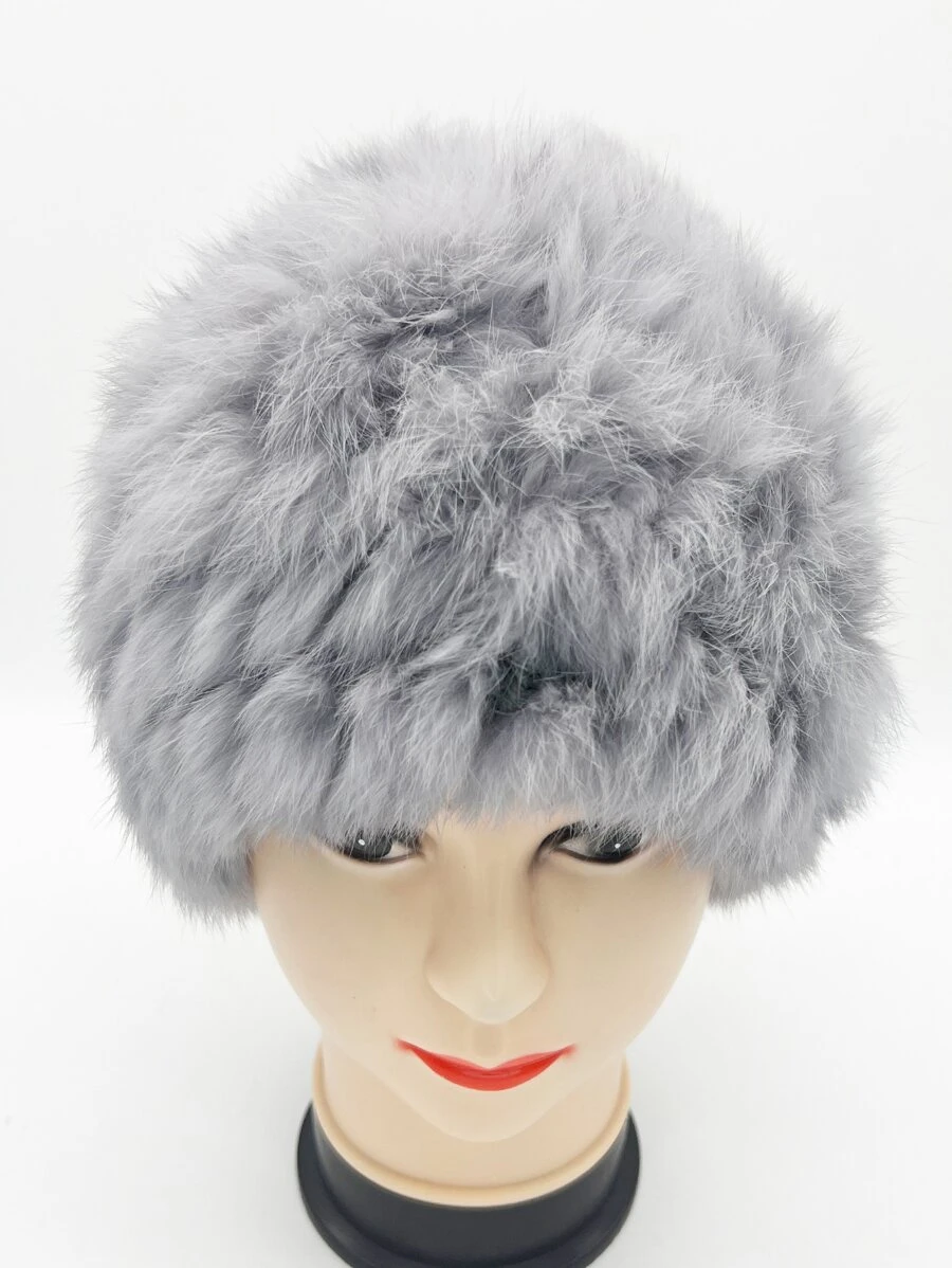 Solid Fluffy Beanie - Grey - View 1