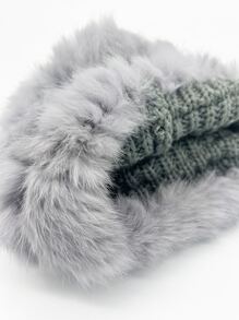 Solid Fluffy Beanie - Grey - View 5