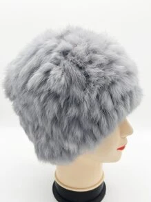 Solid Fluffy Beanie - Grey - View 6