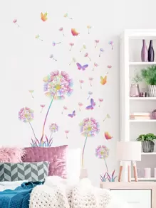 1 件蒲公英和蝴蝶图案墙贴，贴纸，墙贴花，乙烯基贴花，用于家居装饰，春季装饰品让您的家焕然一新，Rama 装饰贴纸 - 彩色 - 查看 6