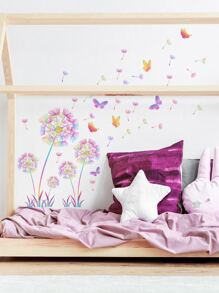 1 件蒲公英和蝴蝶图案墙贴，贴纸，墙贴花，乙烯基贴花，用于家居装饰，春季装饰品让您的家焕然一新，Rama 装饰贴纸 - 彩色 - 查看 7