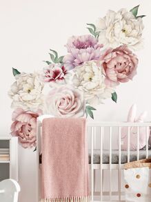 2 件/套花卉图案墙贴，现代 PVC 花卉印花墙贴，用于家居装饰，贴纸，墙贴花，用于家居装饰的乙烯基贴花，春季装饰品让您的家焕然一新，节日装饰贴纸复活节礼物生日毕业 - 彩色 - 查看 2