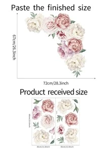 2 件/套花卉图案墙贴，现代 PVC 花卉印花墙贴，用于家居装饰，贴纸，墙贴花，用于家居装饰的乙烯基贴花，春季装饰品让您的家焕然一新，节日装饰贴纸复活节礼物生日毕业 - 彩色 - 查看 3