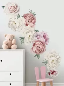 2 件/套花卉图案墙贴，现代 PVC 花卉印花墙贴，用于家居装饰，贴纸，墙贴花，用于家居装饰的乙烯基贴花，春季装饰品让您的家焕然一新，节日装饰贴纸复活节礼物生日毕业 - 彩色 - 查看 4