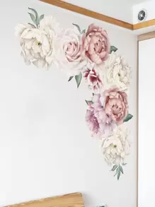 2 件/套花卉图案墙贴，现代 PVC 花卉印花墙贴，用于家居装饰，贴纸，墙贴花，用于家居装饰的乙烯基贴花，春季装饰品让您的家焕然一新，节日装饰贴纸复活节礼物生日毕业 - 彩色 - 查看 5