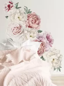 2 件/套花卉图案墙贴，现代 PVC 花卉印花墙贴，用于家居装饰，贴纸，墙贴花，用于家居装饰的乙烯基贴花，春季装饰品让您的家焕然一新，节日装饰贴纸复活节礼物生日毕业 - 彩色 - 查看 6