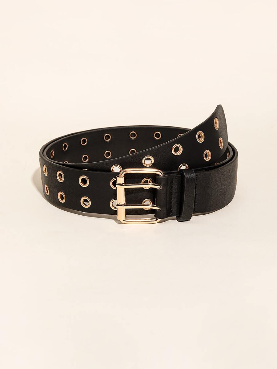 1 件加大码朋克风格双排索环腰带，适合夏季、秋季、万圣节 - 黑色 - 查看 1