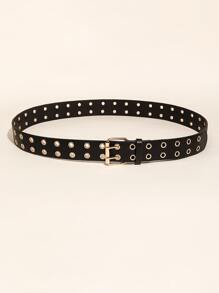 1 件加大码朋克风格双排索环腰带，适合夏季、秋季、万圣节 - 黑色 - 查看 2