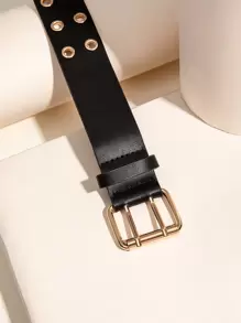 1 件加大码朋克风格双排索环腰带，适合夏季、秋季、万圣节 - 黑色 - 查看 3