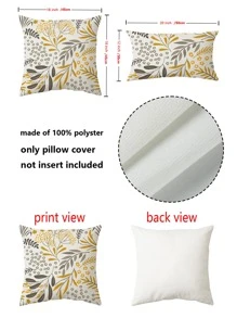 1pc Leaf Print Cushion Cover Without Filler - Multicolor - View 4