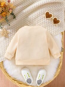 Baby Boy Letter Patched Detail Pullover - Apricot - View 2