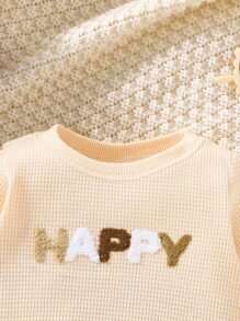 Baby Boy Letter Patched Detail Pullover - Apricot - View 3