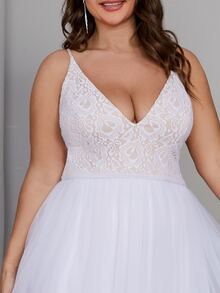 Đầm Plus Size Nghề thêu Dây kéo màu trơn Hấp dẫn - trắng - Xem 11