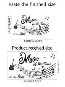 1pc Musical Note & Slogan Graphic Wall Sticker - Black - View 4