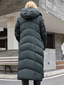 GASMAN Casual Women Padded Coat With Button, Pockets And Zipper, Solid Color Winter Coat